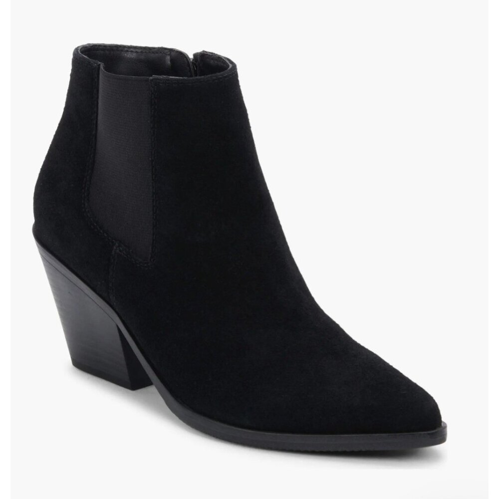 NEW Blondo Nanite Black Waterproof Suede Ankle Boots Womens Sz 7 Side Zip Bootie
